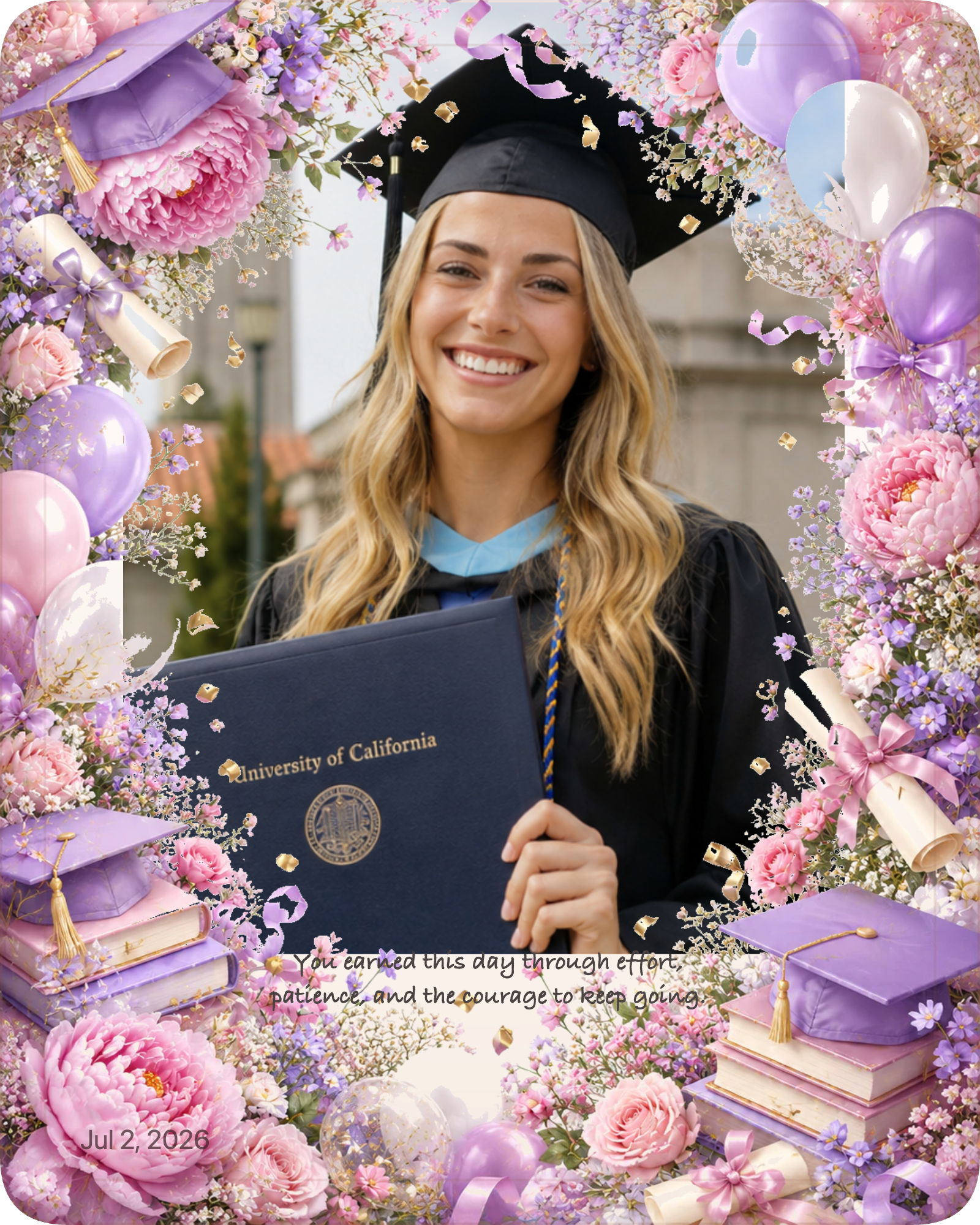 Finished graduation keepsake made from one portrait photo