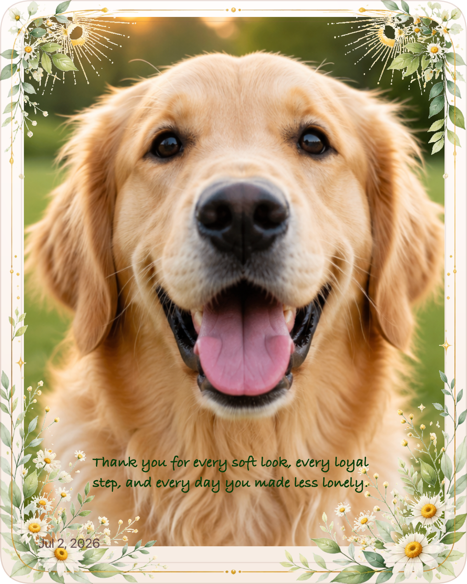 Finished pet memorial photo gift example