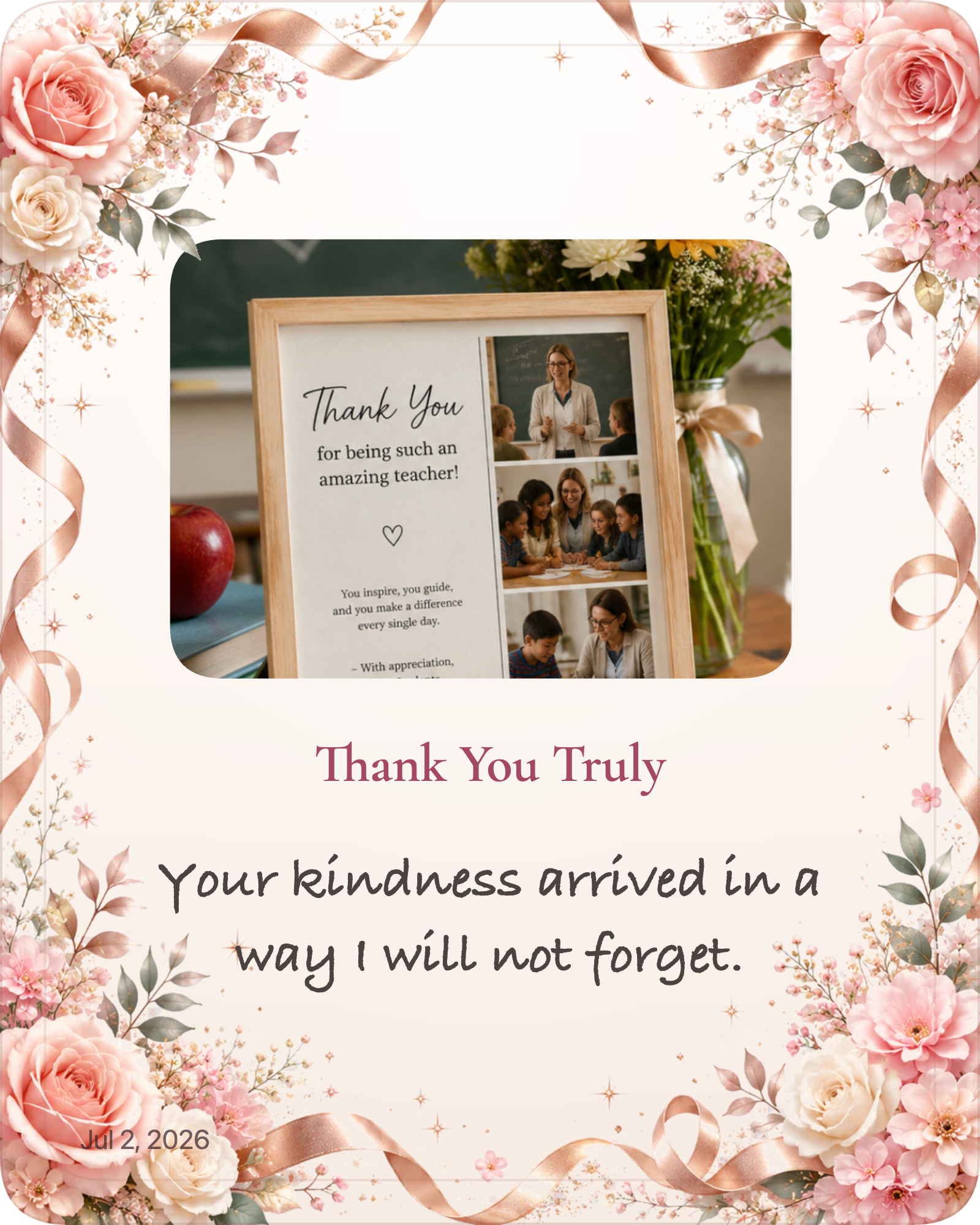 Finished thank-you keepsake made from one portrait photo