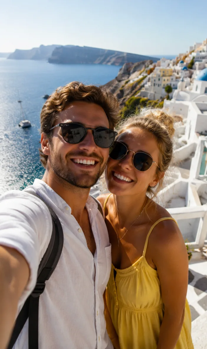 A couple selfie from a sunny trip